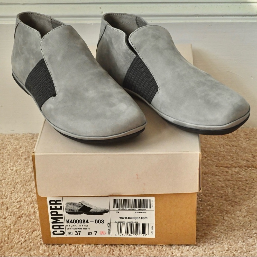 Camper Right Nina Bootie Boot - Gray Nubuck